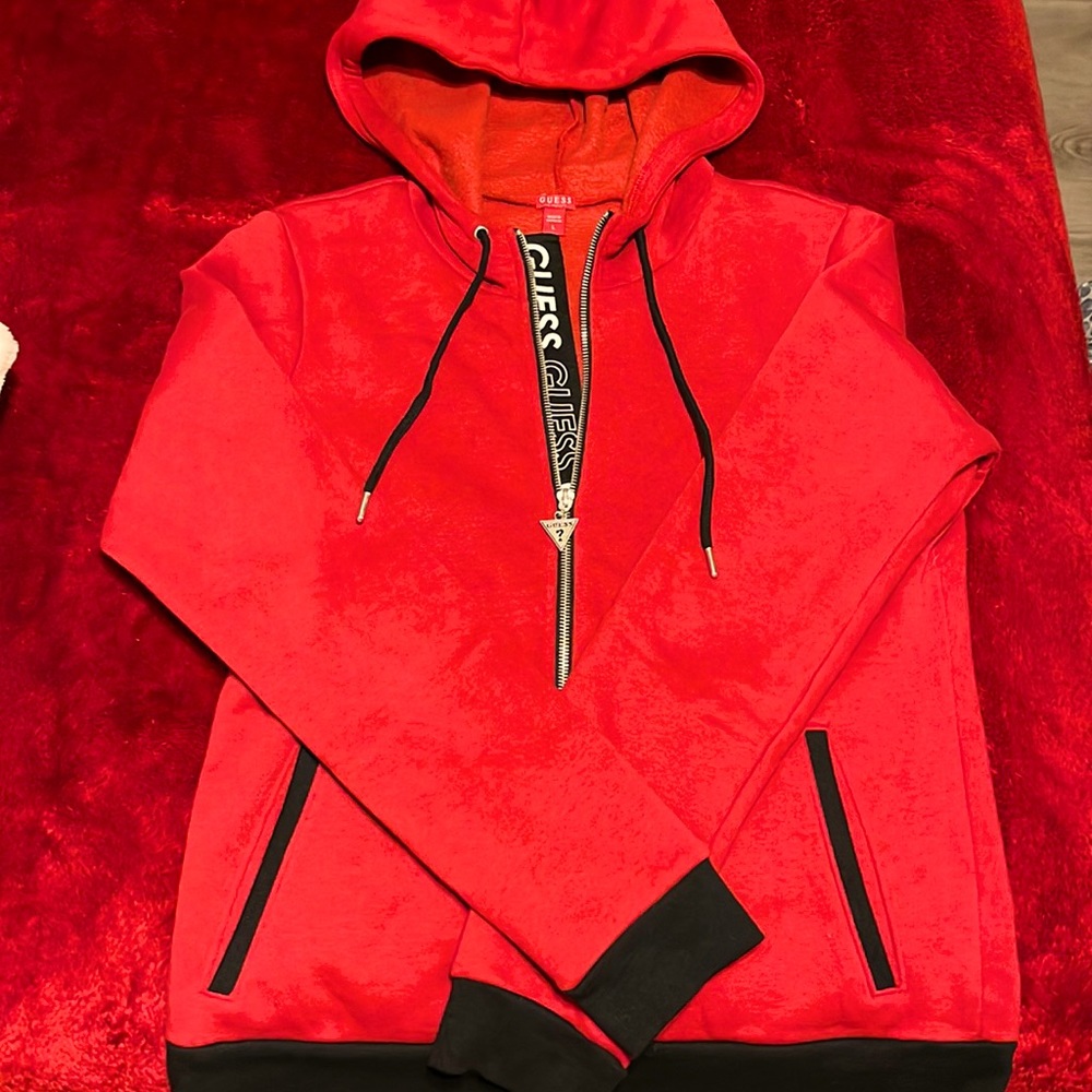 Guess red full zip hoodie